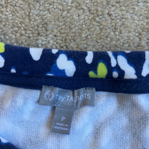 T for Talbots Sz XS Blue Yellow Pullover Sweatshirt Zippered Front Pocket Petite - Picture 5 of 9